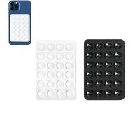 2 supporti adesivi in silicone per custodia del telefono, Leeneen 5,6 x 8,1 cm, mani libere, forte supporto per selfie e video, durevole, facile da usare, per tutti i telefoni (bianco nero)