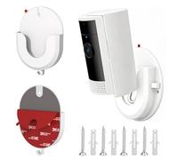 2 supporti da parete senza trapano per telecamera Ring Indoor Cam 2nd Gen, Blink Mini 2 e Outdoor 4, montaggio con adesivo o vite, viti incluse, staffa in plastica, bianco