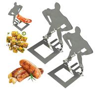 2 supporti divertenti per barbecue, in acciaio inox, per hot dog, hot dog, arrosti, grill, riutilizzabili, accessori per barbecue per campeggio, regali per feste di primavera