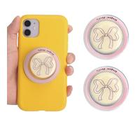 2 supporti magnetici per dita, per cellulare, con fiocco, rosa, supporto per dita, supporto per cellulare, supporto per cellulare, pieghevole, per smartphone, tablet, ufficio, viaggi