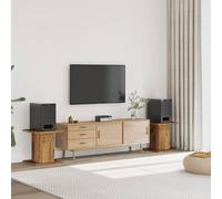 2 supporti per altoparlanti, in legno effetto legno anticato, 30 x 30 x 40 cm, supporto cavo con grande superficie stabile, per una migliore qualità del suono, riempibile con sabbia