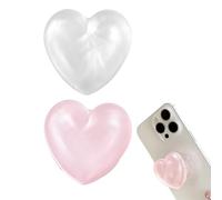 2 supporti per dita per cellulare, design a forma di cuore, colore rosa e | Supporto per cellulare con airbag a forma di cuore, estensibile e pieghevole, per utilizzo con una sola mano