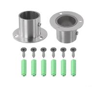 2 supporti per estremità dell'asta dell'armadio, in acciaio inox, flangia, per appendere vestiti a soffitto o a parete, per guardaroba o vendita al dettaglio (32 mm)