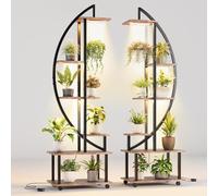 2 supporti per piante con luce di crescita, con ruote, per interni in 6 livelli, altezza 175 cm, grande scaffale per piante per interni, robusto telaio in metallo, per uso interno