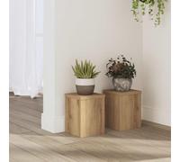 2 supporti per piante, in legno di quercia artisan, 15 x 15 x 20 cm, per interni, stabili, moderni, per soggiorno, balcone, terrazza, decorazione e decorazione della stanza