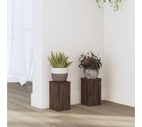 2 supporti per piante in legno di quercia marrone, 10 x 10 x 18 cm, per interni con superficie stabile e scala per piante minimalista, per una moderna decorazione della stanza