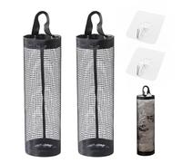 2 supporti per sacchetti di plastica, per sacchi della spazzatura, Ideali per Cucina, Bagno, Camera da Letto - Organizzatore Multifunzionale per Sacchi della Spazzatura, Calzini, Copriscarpe (Nero)