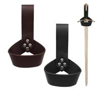 2 supporti per spada in pelle, a forma di anello, cintura per spada in stile retrò, accessori per pugnali, decorazioni per costumi rinascimentali (nero, marrone)