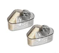 2 supporti per spugna per angoli del lavandino, con pareti scanalate per drenaggio e asciugatura, mantenendo gli elementi essenziali a portata di mano durante la preparazione degli alimenti