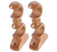 2 supporti per tende da finestra: supporto per asta doppia in legno per tende -