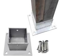 2 supporti quadrati per pali di ancoraggio per base in metallo rinforzato, montaggio in calcestruzzo, per ponti in legno, supporto per colonne da esterno, per garage, giardino, piscina e ringhiera