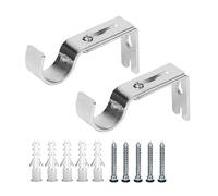 2 Supporti Regolabili per Asta Tende, Robusti Supporti in Metallo per Binari Tende, Adatti per Aste (Argento)