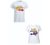 2 t-shirt bianca donna uomo scritta mia wonder woman il mio superman idea regalo