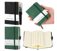 2 taccuino piccolo con copertina rigida, formato A7, 200 pagine, piccolo con penna, mini blocco note con chiusura elastica e portapenne, taccuino tascabile per uomini e donne