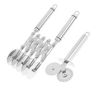 2 tagliapizza, 5 ruote, in acciaio inox, doppio tagliapasta regolabile, multi rotondo, tagliapasta con manico, per pizza, cialde e biscotti