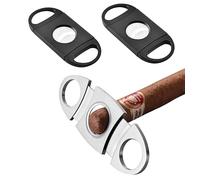 2 tagliasigari in acciaio inox, doppia lama, tascabile, argento (plastica, nero)