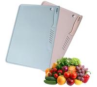 2 taglieri da campeggio, 2 in 1, multifunzione, tagliere in plastica con coltello, doppio lato in plastica con foro di sospensione 29 x 20 cm (rosa, blu)