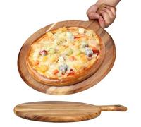 2 taglieri per pizza rilegati con manico, taglieri per pizza in legno liscio impermeabile da 28 cm con foro per appendere, pala/pala multiuso per tagliare la frutta.