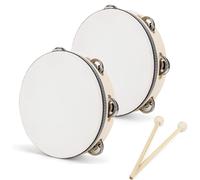 2 tamburelli da 15 cm, per bambini, con 2 bacchette a percussione e sonagli, strumenti musicali per l'apprendimento del ritmo delle prestazioni