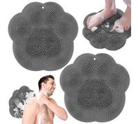2 tappetini da doccia più grandi con ventose antiscivolo, puliscono, esfolia, massaggiano i piedi senza piegarsi, migliorano la circolazione del piede, alleviano i piedi stanchi (grigio)