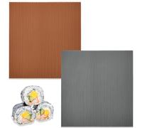 2 tappetini in silicone antiaderenti per sushi, riutilizzabili, facili da pulire, per principianti, cucina fatta in casa, fai da te (grigio e caffè)