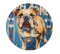 2 tappetini per mouse da gioco piccoli, motivo bulldog patriottico benvenuto, base rotonda in gomma, tappetino da scrivania con bordi cuciti, tappetino per mouse per laptop, tastiera PC, tappetino per