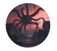 2 tappetini per mouse da gioco piccoli, motivo mostro gigante sopra la città, base rotonda in gomma, tappetino da scrivania con bordi cuciti, tappetino per mouse per laptop, tastiera PC, tappetino per