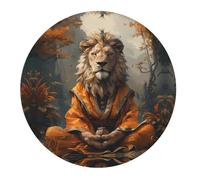 2 tappetini per mouse piccoli da gaming, con base rotonda in gomma con leone che medita nella giungla, tappetino da scrivania con bordi cuciti, tappetino per mouse per laptop, tastiera PC, tappetino