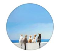 2 tappetini per mouse piccoli da gaming, con simpatici gatti che guardano l'oceano, base rotonda in gomma, tappetino da scrivania con bordi cuciti, tappetino per mouse per laptop, tastiera PC