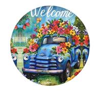 2 tappetini per mouse piccoli da gaming, motivo camion floreale benvenuto, base rotonda in gomma, tappetino da scrivania con bordi cuciti, tappetino per mouse per laptop, tastiera PC, tappetino per