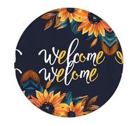 2 tappetini per mouse piccoli da gaming, motivo girasole benvenuto, base rotonda in gomma, tappetino da scrivania con bordi cuciti, tappetino per mouse per laptop, tastiera PC, tappetino per mouse per