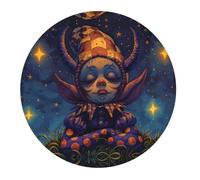 2 tappetini per mouse piccoli da gaming, motivo giullare con stelle e sfondo rotondo, base in gomma con bordi cuciti, tappetino per mouse per laptop, tastiera PC, tappetino per mouse per lavoro