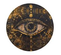 2 tappetini per mouse piccoli da gaming, motivo mistico occhio dorato, base rotonda in gomma, tappetino da scrivania con bordi cuciti, tappetino per mouse per laptop, tastiera PC, tappetino per mouse