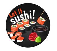 2 tappetini per mouse piccoli da gaming, motivo sushi carino, base rotonda in gomma, tappetino da scrivania con bordi cuciti, tappetino per mouse per laptop, tastiera PC, tappetino per mouse per