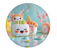 2 tappetini per mouse piccoli da gaming, motivo sushi kawaii, base rotonda in gomma, tappetino da scrivania con bordi cuciti, tappetino per mouse per laptop, tastiera PC, tappetino per mouse per