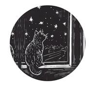 2 tappetini per mouse piccoli da gioco, motivo gatto che guarda le stelle, base rotonda in gomma, tappetino da scrivania con bordi cuciti, tappetino per mouse per laptop, tastiera PC, tappetino per