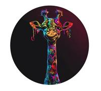 2 tappetini per mouse piccoli da gioco, motivo giraffa psichedelica neon, base rotonda in gomma, tappetino da scrivania con bordi cuciti, tappetino per mouse per laptop, tastiera PC, tappetino per