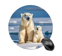 2 tappetini per mouse rotondi con orsi polari, per gaming, ad alta densità, portatile, comodo, per scrivania, casa, ufficio, 19 x 20 cm