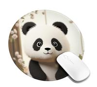 2 tappetini per mouse rotondi da 20,3 cm con simpatico panda bianco con base in gomma antiscivolo, tappetini per mouse personalizzati per mouse wireless per laptop accessori da scrivania da ufficio