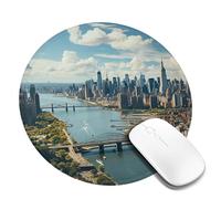2 tappetini per mouse rotondi da 20,3 cm, con vista attico su New York Manhattan, con base in gomma antiscivolo, tappetini per mouse personalizzati per mouse wireless, laptop, accessori da scrivania
