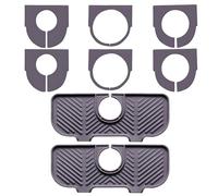 2 tappetini per rubinetto per lavello da cucina, paraspruzzi in PET con funzione di drenaggio, supporto per spugna e sapone per piatti, grigio, 26,9 x 10,9 cm