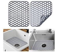 2 tappetini protettivi per lavello da cucina, in silicone, antiscivolo, antiscivolo, per lavelli in acciaio inox (grigio)