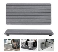 2 tappetini scolapiatti, 21 x 10 cm, in pietra che assorbe l'acqua, con suola in gomma resistente allo sporco, per cucina, grigio scuro