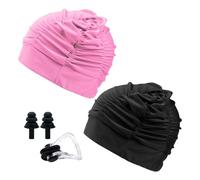 2 tappi da bagno da donna con 1 archetto e 1 paio di tappi per le orecchie, cuffia da nuoto elastica, cuffia da nuoto per adulti, accessori da nuoto