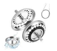 2 tappi di ricambio per lavello, Ø 79,3 mm, in acciaio inox ispessito, tappo per scolapiatti da cucina antiruggine, filtro con guarnizioni in gomma, cestino per tappo di scarico per bagno