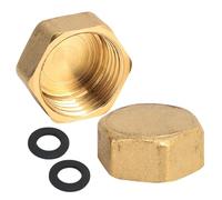 2 tappi in ottone IG da 3/4", tappi di chiusura filettati interni da 3/4", tappi ciechi con anello in gomma, per tubo di collegamento bagno, riscaldamento e impianto di acqua potabile, per sistemi