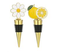 2 Tappi per Vino in Metallo Riutilizzabili con Coperchi in Silicone a Tenuta Stagna per Conservare la Freschezza in Bottiglie di Vino Champagne e Bevande