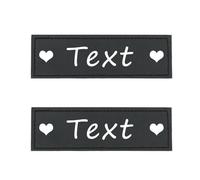 2 targhette adesive personalizzate per cani e gatti, per collare e pettorina, personalizzabili, anti-smarrimento, con nome e numero di telefono, a forma di cuore, 11 x 3 cm