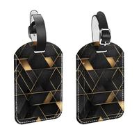 2 targhette per bagagli da crociera, dorate, forme geometriche, elegante motivo in pelle PU, identificatori per la privacy, per donne, bambini, ragazze
