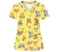 2 tasche Camicia da donna, morbida, traspirante, camicia uniforme pratica per professionisti sanitari - Camicia da scrub, adatta per ospedali, cliniche dentistiche, saloni di bellezza e istituzioni, a